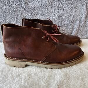 Clarks Men Leather Desert Mid Lace Up Chukka Boots Size 12 Burgundy‎ Brown